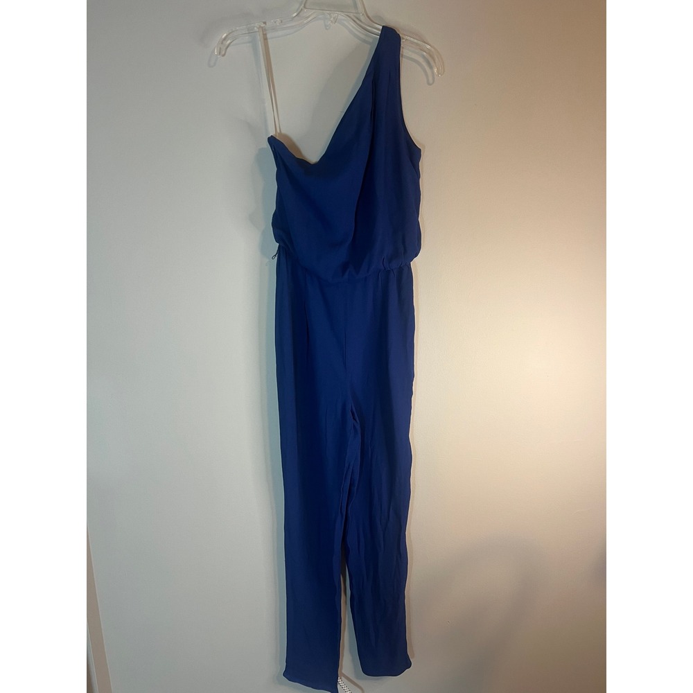 Halston Heritage Royal Blue One Shoulder Jumpsuit HP170134 Size 4